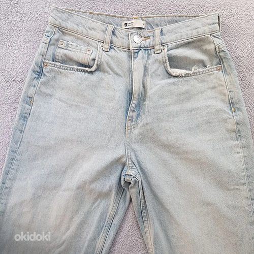 Джина трикотажные джинсы с завышенной талией и разрезами (фото #4)