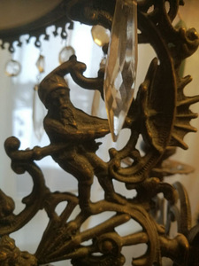 Majolica suur laevalgusti (õli ja küünlad) tõstemehanismiga (3 foto / 6)
