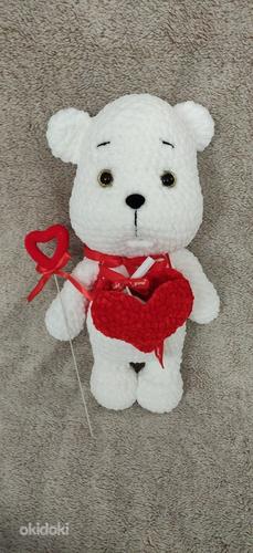 Вязанный Медвежон с любовным посланием,подарок на 14 февраля (фото #2)