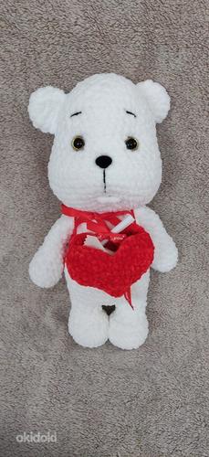 Вязанный Медвежон с любовным посланием,подарок на 14 февраля (фото #8)