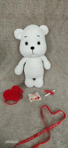 Вязанный Медвежон с любовным посланием,подарок на 14 февраля (фото #9)