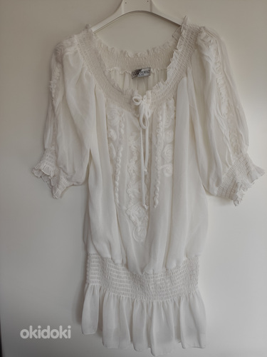 Белая блузка из искусственного шелка, новая (фото #1)