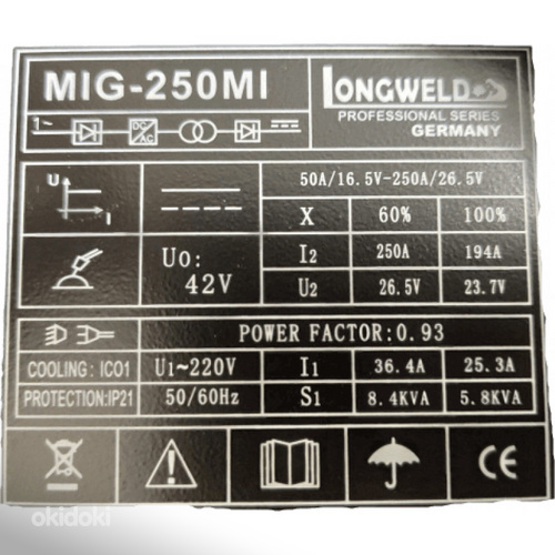 Сварочный полуавтомат longweld LONGWELD MIG-250MI (фото #2)