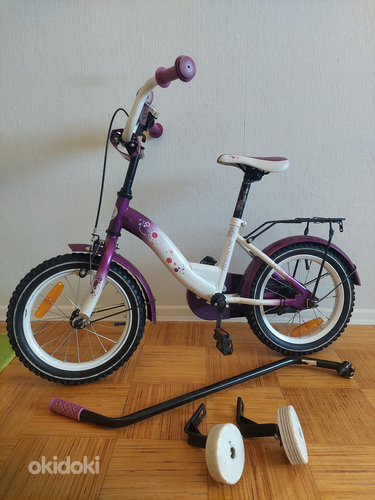 Велосипед для девочки 14". Со страховочными колёсами. (фото #1)
