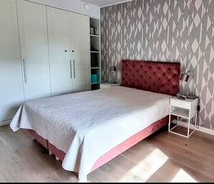 Sametkattega voodi koos madratsiga (1 foto / 4)
