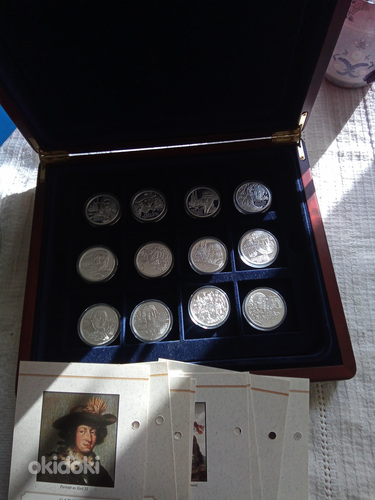 Серебряные монеты Шведские короли 12 шт, с сертификатом! (фото #2)