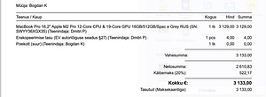 MacBook Pro 16,2" Apple M2 Pro (2023) + Apple hiir (2 foto / 2)