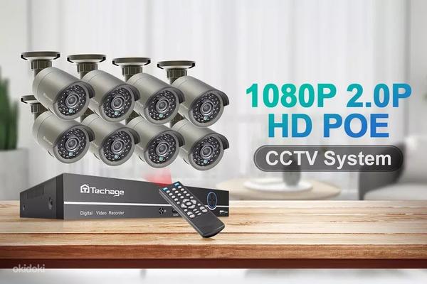 8 Kaamerate  Videovalve CCTV süsteem 2TB mäluga (foto #1)