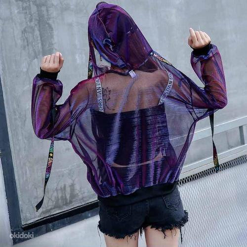 Новая Женская прозрачная кофта блузка фиолетовая (фото #2)