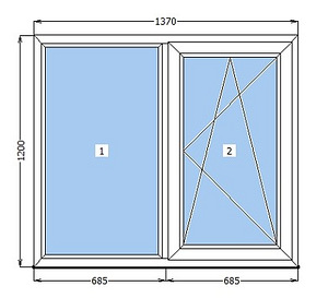 Uus PVC Aken 1370*1200 (1 foto / 1)