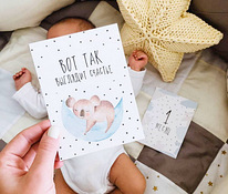 Saadaolevad kaardid imikute fotode jaoks kuude ja sündmuste kaupa