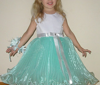 Детское нарядное платье мятное, р 86-104