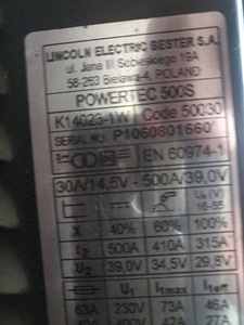 Vesijahutusega keevitusseade Lincoln Powertec 500S (10 foto / 10)