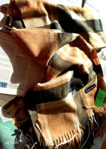 Большой теплый шарф-палантин с кашемиром в стиле Burberry (фото #5)