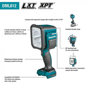 UUS LED akulamp Makita14,4/ 18V DML812 Z aku BL1860B 6.0Ah (1 foto / 2)