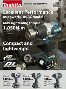 Нов. 1050Nm 18V Makita DTW1001Z гайковёрт 6.0Ah батарея (1 фото из 2)