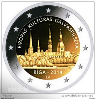 2 евровые монеты Латвии UNC (фото #1)