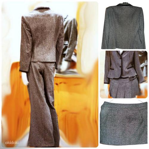 Стильный теплый костюм Mosaic- пиджак-брюки- юбка, S-M-36-38 (фото #2)