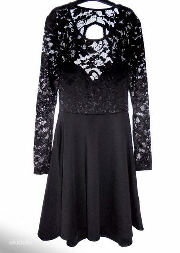 Нарядное черное платье стрейч кружева-спина декольте, S-M (фото #3)