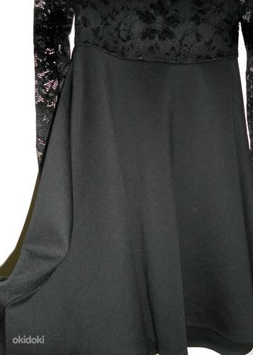 Нарядное черное платье стрейч кружева-спина декольте, S-M (фото #8)