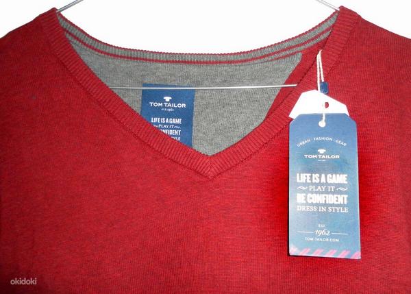 Tom Tailor мужской свитер бордового цвета из 100% хлопка, XL, новый (фото #1)