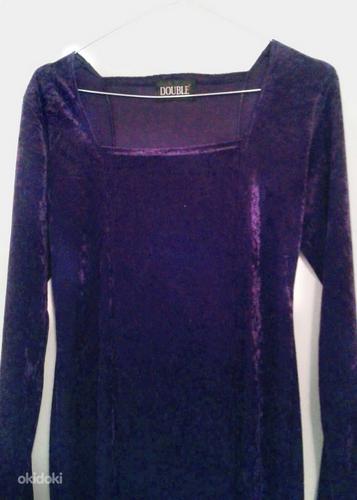 Элегантное длинное фиолетовое платье из бархата-стрейч, S-M (фото #1)