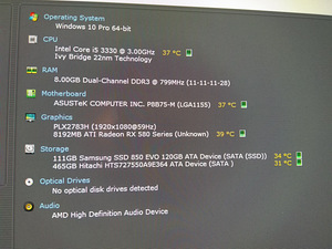 I5-3330/B75/8GB RAM/SSD 120GB/HDD 500GB/Radeon RX 580 8GB (2 foto / 9)