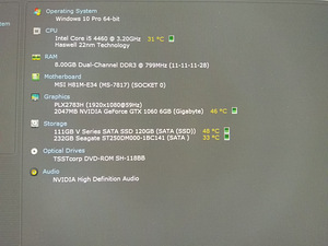 I5-4460/H81M/8GB RAM/SSD 120GB/GeForce GTX 1060 6GB (2 foto / 10)