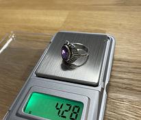 Серебряное кольцо с фиолетовым камнем, проба 916
