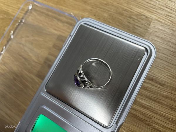 Серебряное кольцо с фиолетовым камнем, проба 916 (фото #3)