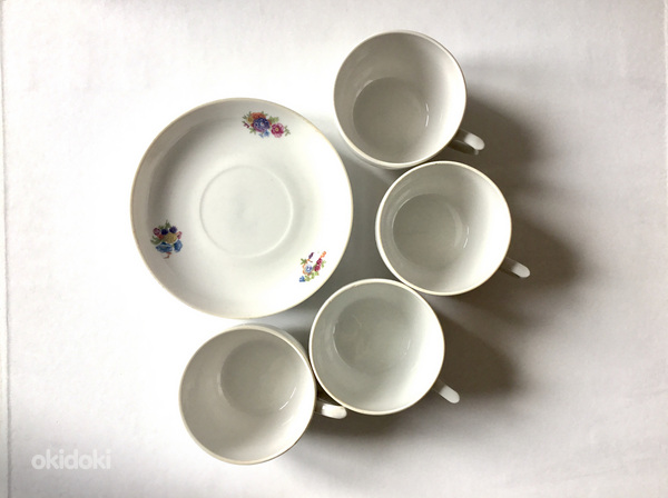 Сервиз 1950-х годов, 4 чашки и 4 тарелки (фото #2)
