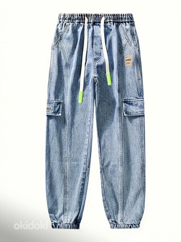 Новые Стильные Мужские свободные джинсовые джоггеры (фото #4)