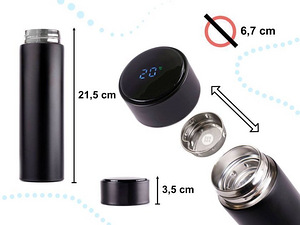 UUS! TERMOKRUUS SMART LED, 500 ml, MUST (4 foto / 7)