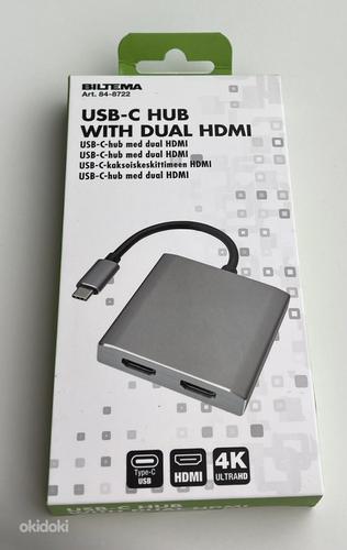 Biltema USB Type C hub with 2 HDMI ports (фото #1)