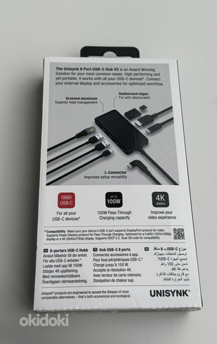 Unisynk 8 Port USB-C Hub V2 , Black (фото #4)