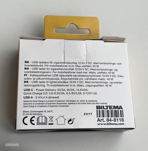 Biltema USB charger 12/24 V, 1 x USB C and 2 x. USB A, 40 W (фото #2)