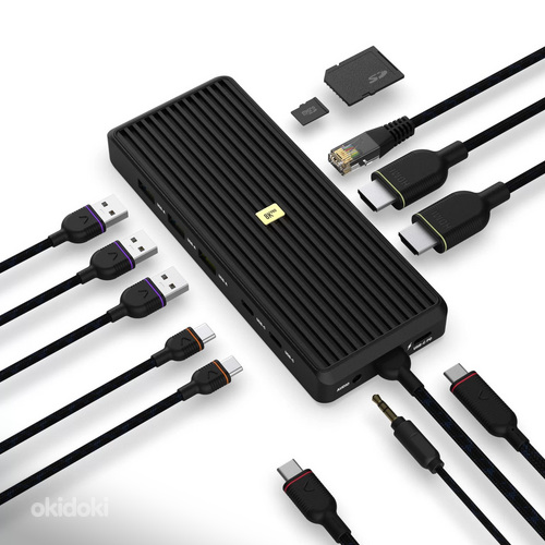 Unisynk 12 Port Dual Display USB-C Hub 8K Pro , Black (фото #6)