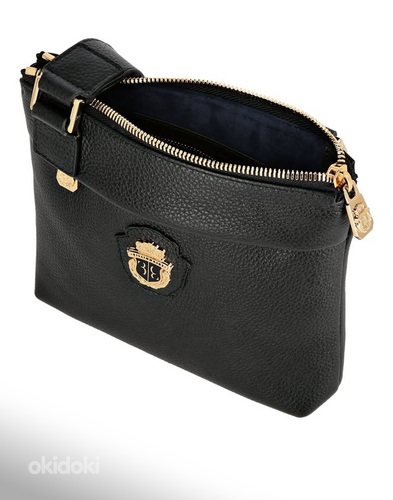 Billionaire Leather Cross body Crest , Black / Gold