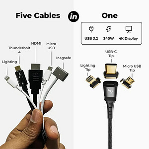 Volta Max 240W TPE All-IN-1 Universal Magnetic Cable , Black (2 foto / 6)