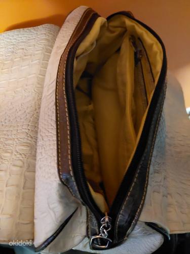 Серо-коричневая новая кожаная сумка (фото #3)