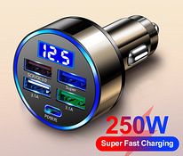 250W PD USB 5- Ports Car Charger Fast Charging Type C USB