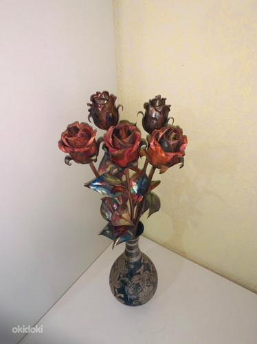 Роза из меди ручная работа длина 41 см прекрасный подарок (фото #4)