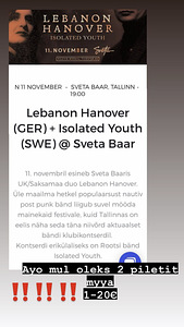 Müüa pilet Liibanoni Hannoveri kontserdile!11.11