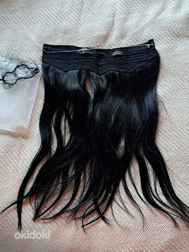 Наращивание волос из натуральных волос, цвет черный (фото #4)