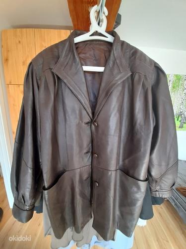Куртка из натуральной кожи коричневая, оверсайз, винтаж (фото #3)