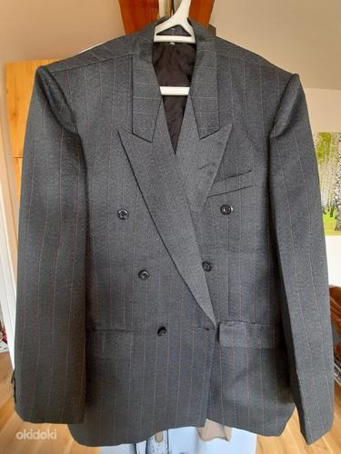 Пиджак серо-голубого цвета, винтаж, объемный (фото #2)