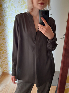 Рубашка-блузка женская темно-изумрудного цвета HM, размер 46