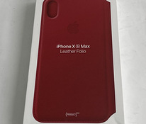iPhone XS Max Leather Case Folio Red Punane
