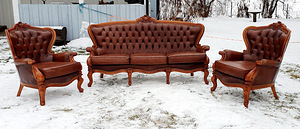 Nahast antiikmööbli komplekt (3 foto / 8)