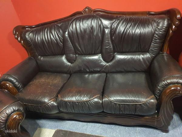 Продам кожаный диван и два кресла (фото #5)